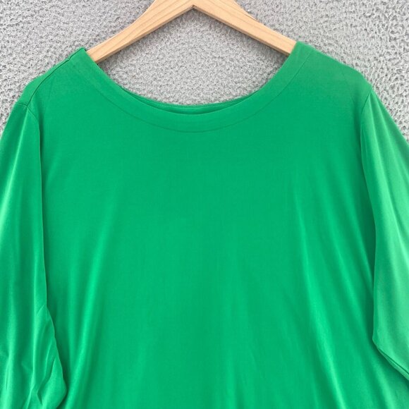 Susan Graver Top Womens 5X Plus Green Modern Essentials Liquid Knit Pullover 3/4 - Picture 2 of 9
